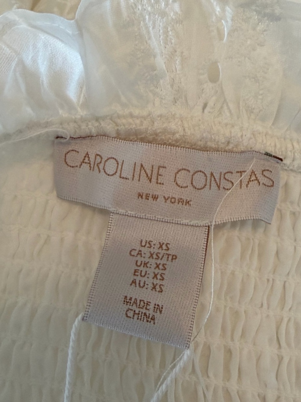 Caroline Constas White Organza Patchwork Smocked Dress - Picture 12 of 14